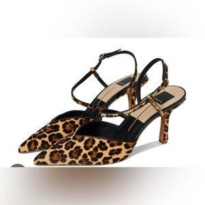Dolce Vita Leopard-Print Pointed Slingbacks in Black & Brown